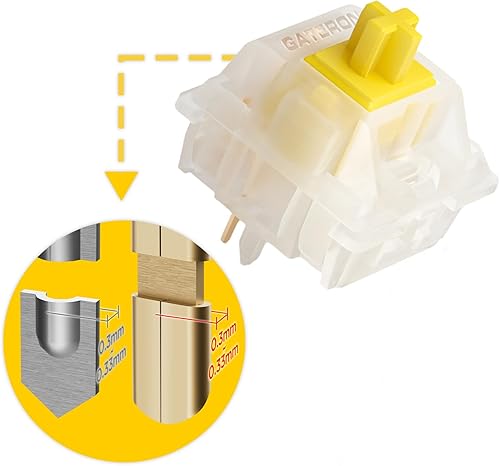 Miniatura 4 de GATERON Interruptores de teclado lineales de 5 pines prelubricados para teclado mecánico MX (70 unidades, amarillo)