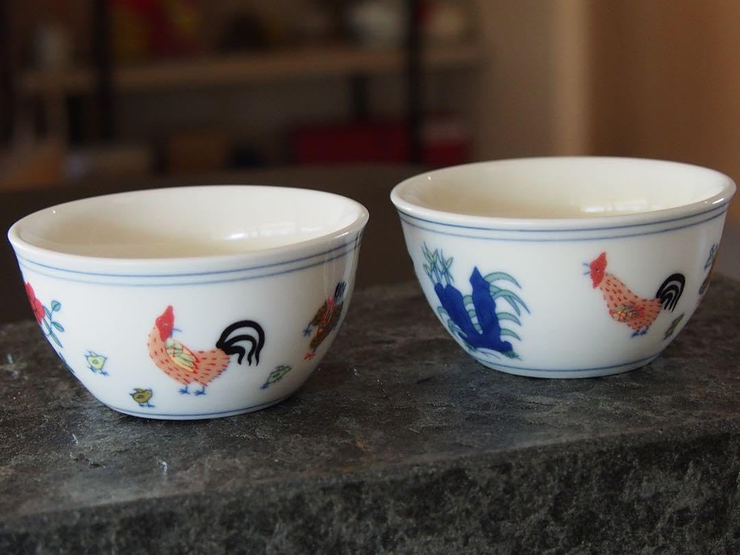 中国茶器 雄鶏三才蓋碗 茶碗 煎茶器 茶道具 新品未使用 IwaiLoft 白玉 蓋碗 三才碗 宝瓶 煎茶器 急須 中国茶 ウーロン茶