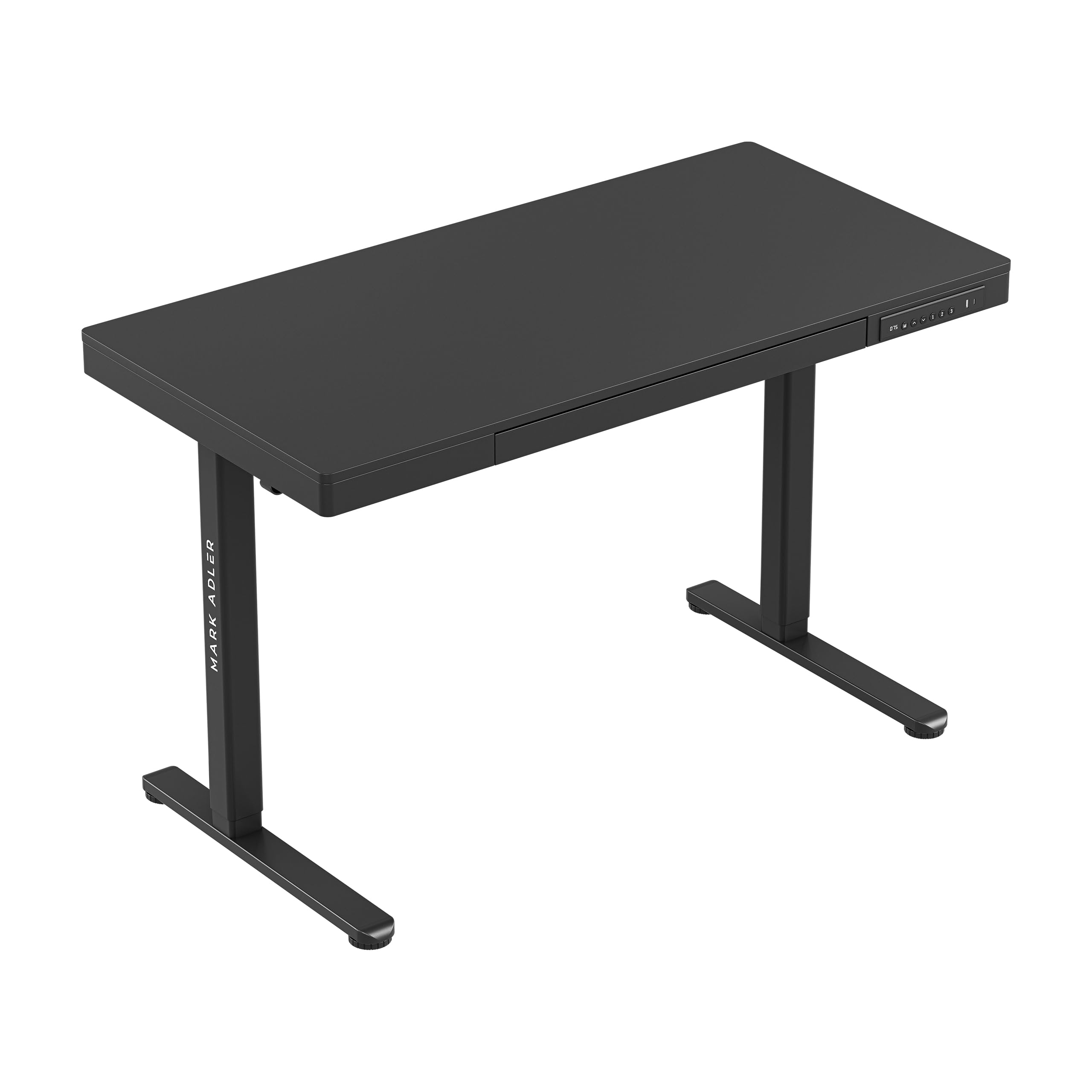 MARK ADLER Leader 8.2 Höhenverstellbarer Schreibtisch mit Schublade | 120x60cm - 3 Memory-Steuerung - USB- und C-Buchse - 2 Halterungen - Touchscreen - Homeoffice Büro – Schwarz
