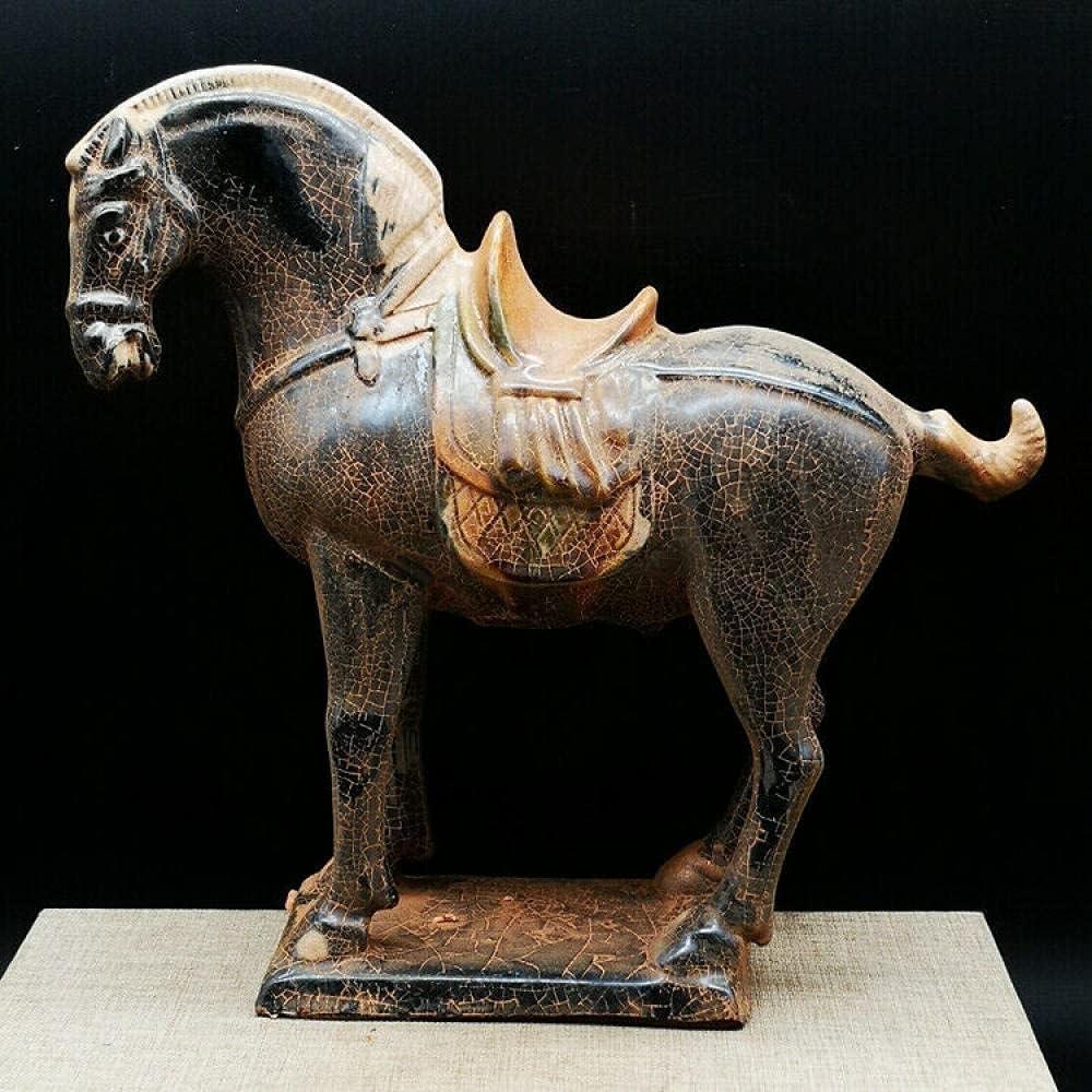 ANAART Home Decor Chinese Tang Dynasty Zodiac Fortune Statue War Horse Pottery Collection Statue Ornaments Sculptures for Home Office Desktop Decoration