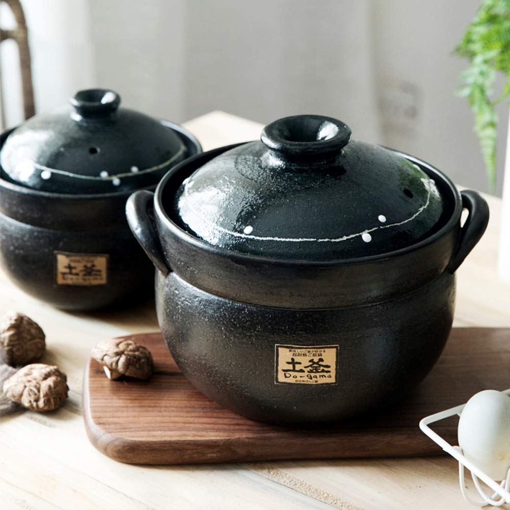 Kochtopf, Reistopf aus Steingut, japanischer Reiskocher aus Stein, Schmortopf für den Herd, Hot Pot, Keramik-Auflaufform mit Deckel, hitzebeständiger Suppentopf für Dampf