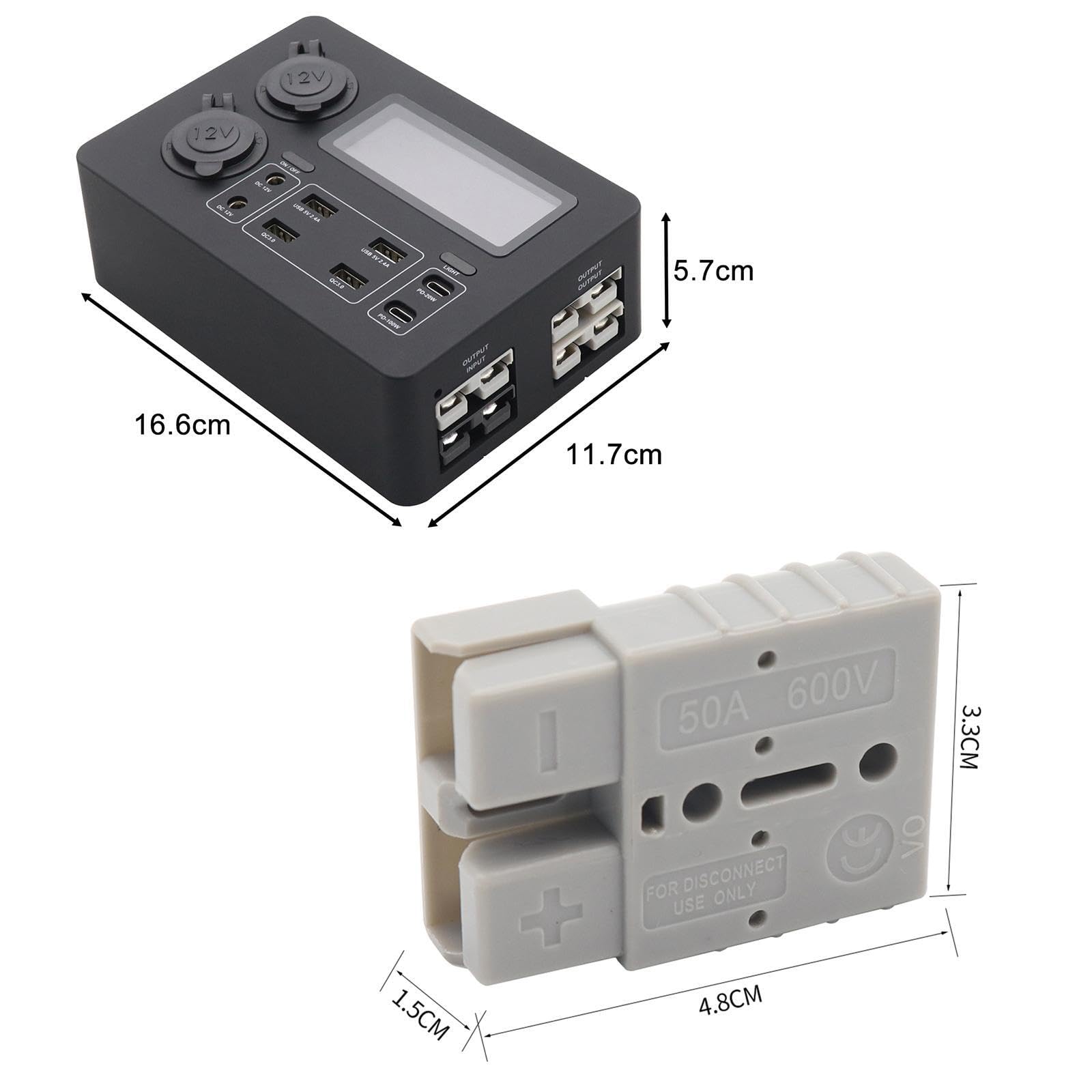 Caricabatterie Alimentatore Box 12V Porte USB Portatile per Camper Campeggio Auto Viaggi e Avventure all'Aria Aperta Installato in Camper Casa Ufficio, Con accessori, 16.6x11.7x5.7 cm