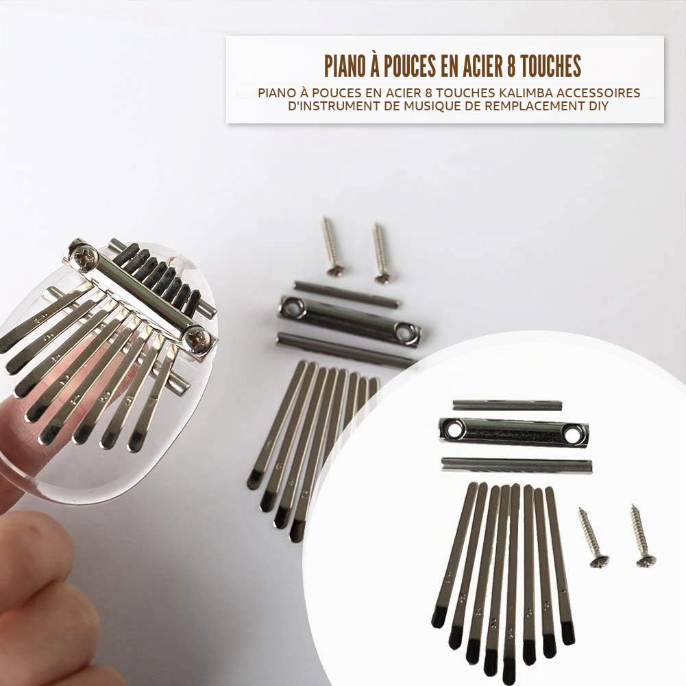 Alnicov Kit d'accessoires Kalimba 8 touches à monter soi-même Mbira Piano à pouce avec chevalet