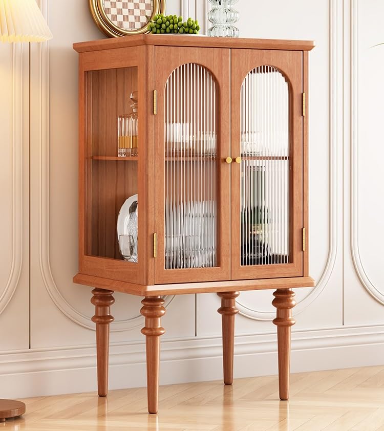 ZXLAGDBP Vintage Style Solid Wood Display Cabinet with Glass