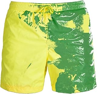 Traje de baño que cambia de color para hombre, pantalones cortos de playa de secado rápido, pantalones cortos que cambian de color con la temperatura, Amarillo a verde, M