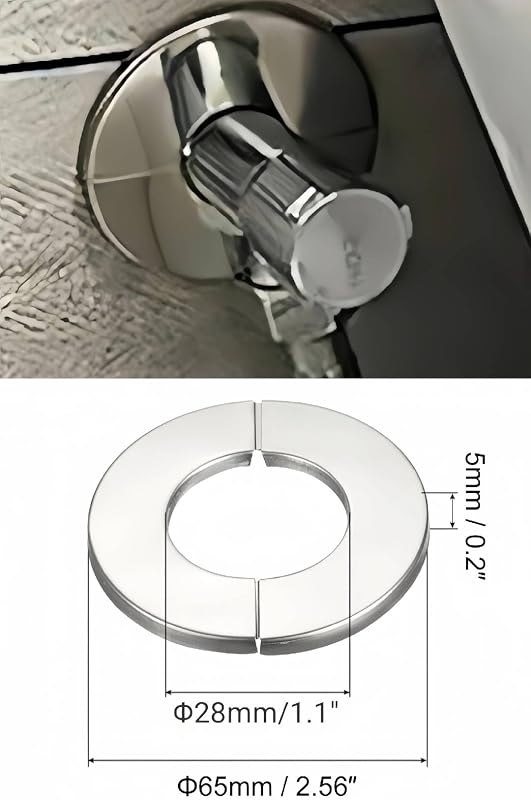 Comvastars Öntapadós Rozsdamentes Acél Rozetta Takaró Csapokhoz - 4 db Dekoratív Csőtakaró Gyűrű, 28/65 mm, Kerek, Ezüst