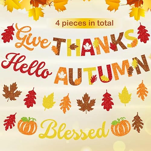 Miniatura 6 de El juego de decoraciones de fiesta de otoño incluye hojas de arce de otoño, abanicos de papel, pancarta de otoño, telón de fondo, guirnalda de