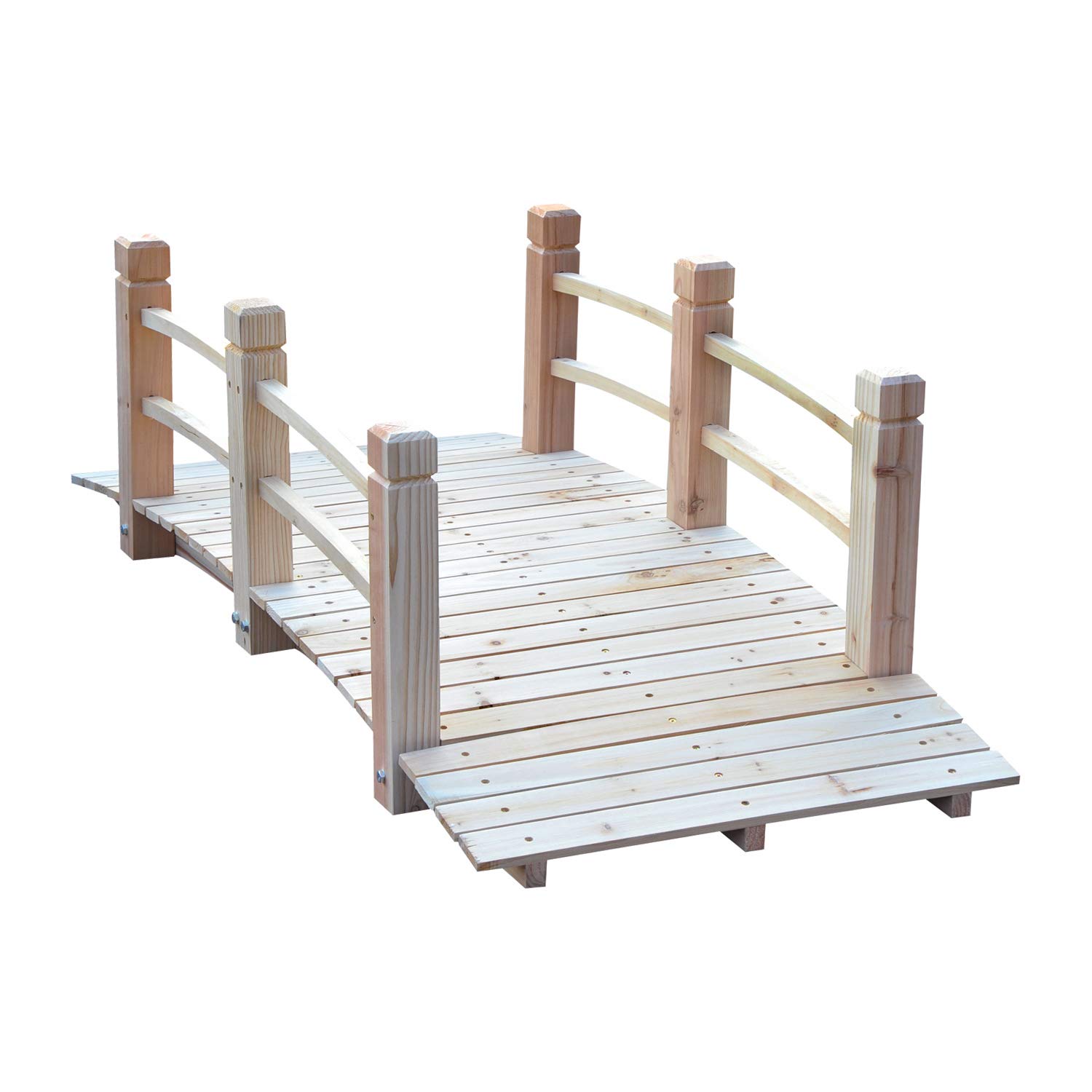 Outsunny Pont de Jardin - Pont de Bassin - passerelle en Bois avec Balustrade - Décoration du Jardin dim. 152,5L x 67l x 48H cm - Bois de Sapin