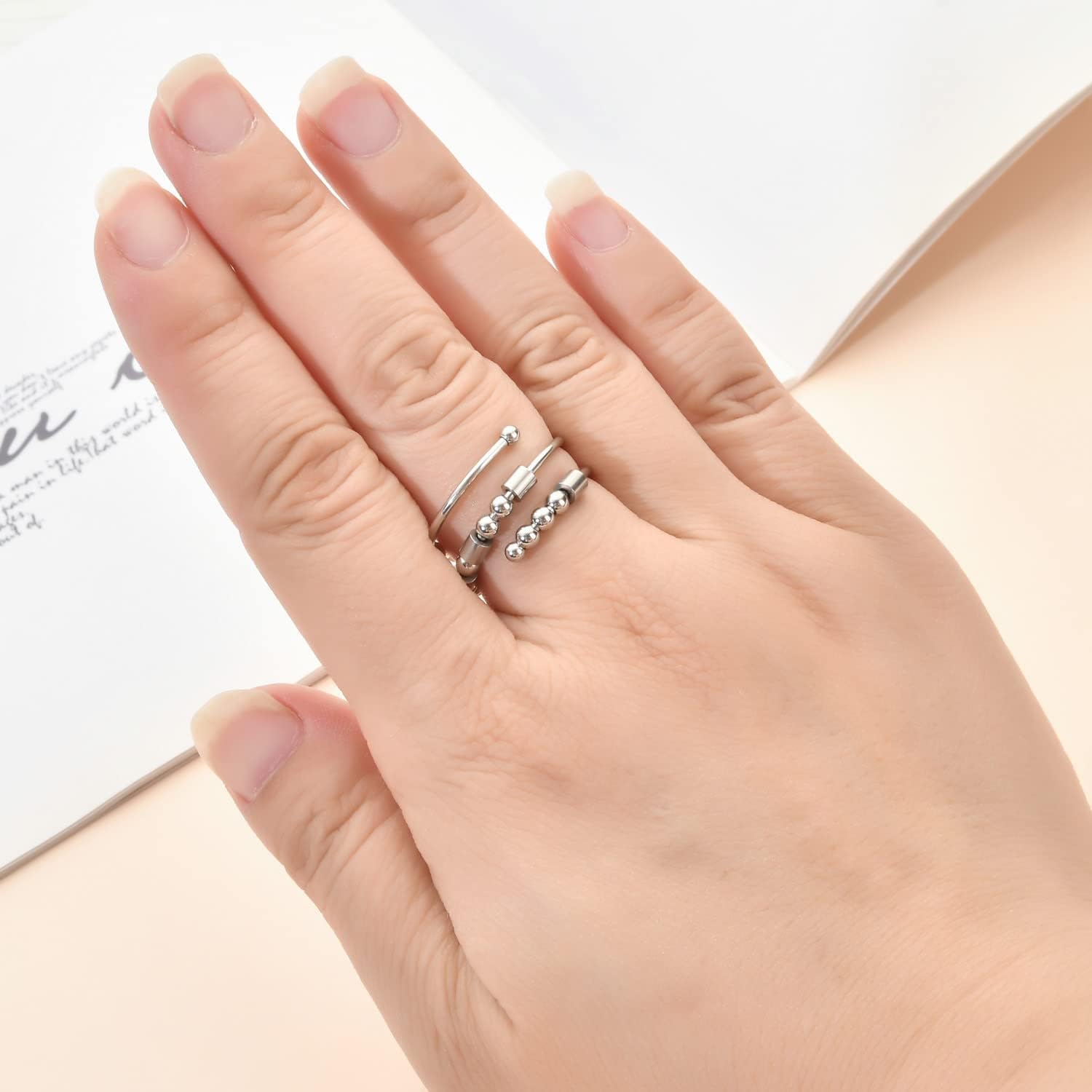 Morse Code Rings for Women, Stainless Steel Spinner Ring Fidget Rings for Anxiety Ring Morse Code Rings Inspirational Gifts Jewelry Women Birthday Graduation Gifts for Her Best Friends - Image 8