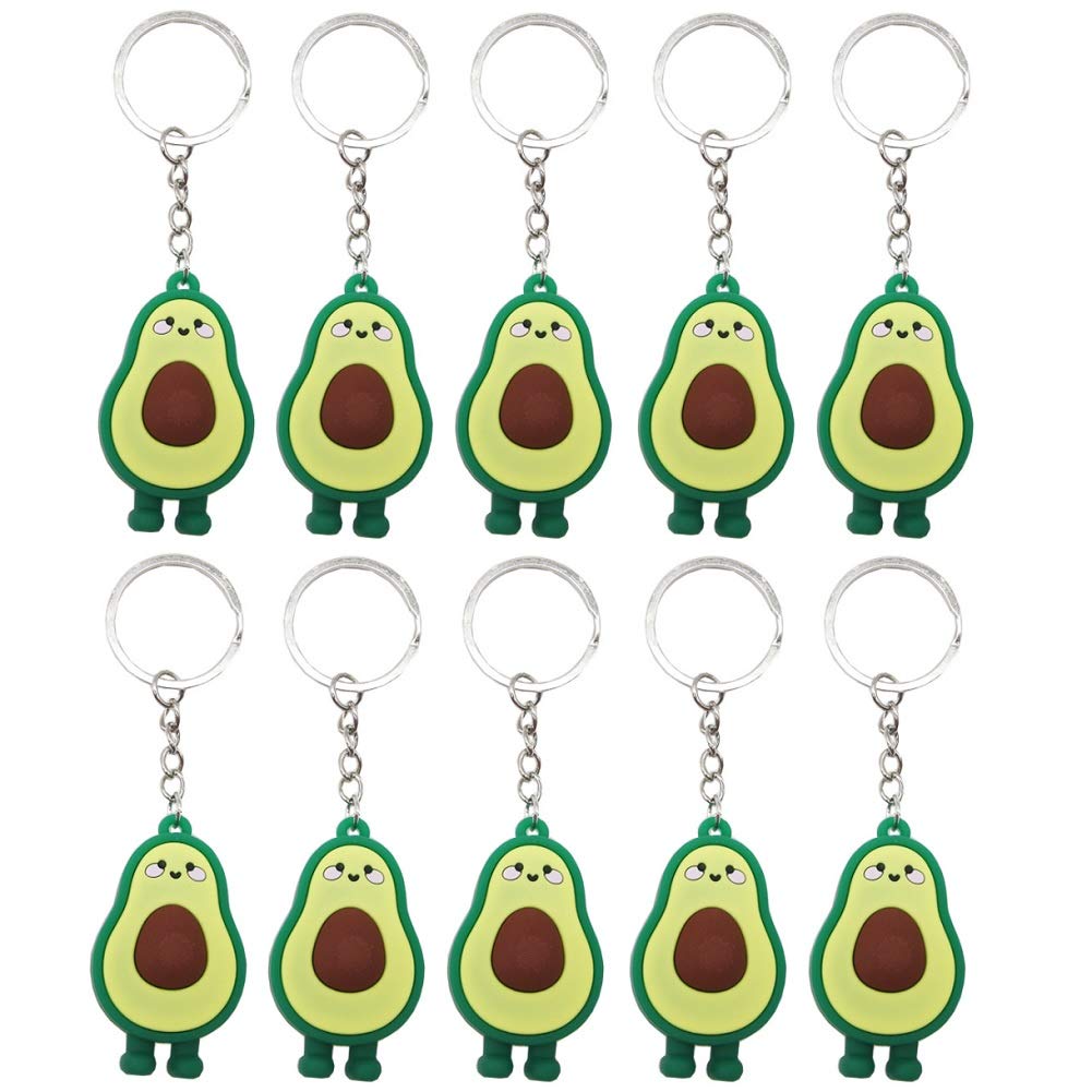 Avocado Keychains 10Pcs PVC Cute Avocado Keychain for Fruit Theme Party Favors Favors Pendant Kids Birthday Party Supplies School Carnival Reward Party Bag Gift Fillers
