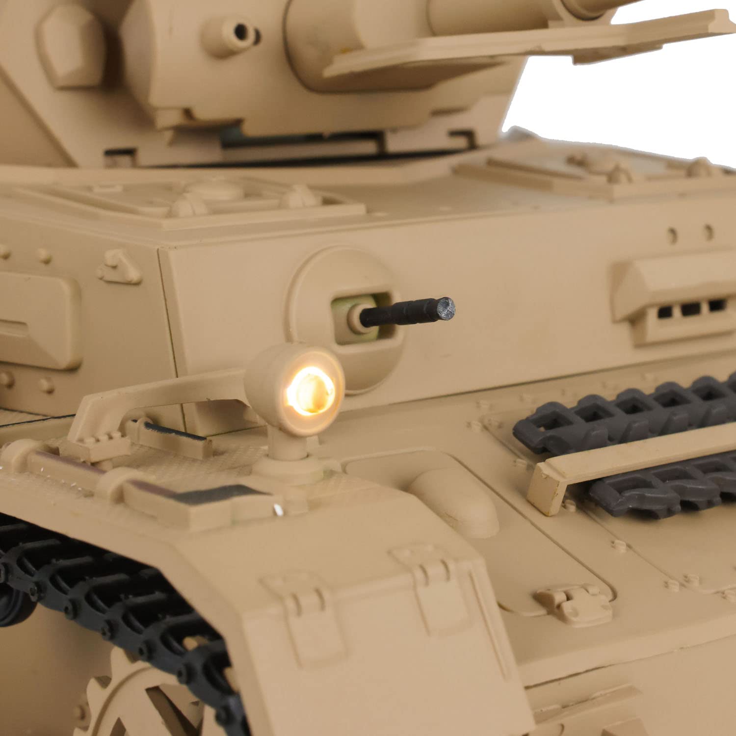Tanque Heng Long 1/16 Panzer IV RC - Mando a distancia 2,4 G BB Shooting Airsoft Tank modelo 3858-360° rotación torre, generador equipado, vehículo militar de plástico acabado