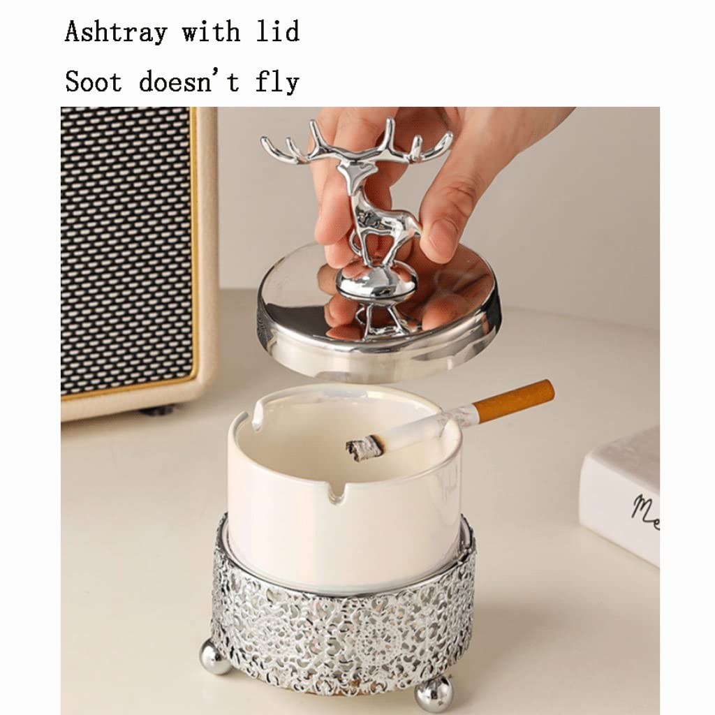 Posacenere Ad Alta capacità, Posacenere in Ceramica, Posacenere da Esterno Inodore E Senza Fumo, Stile Lussuoso, Abbellimento Pratico,Set posacenere