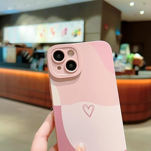 Miniatura 5 de YKCZL Funda para teléfono compatible con iPhone 15 Plus de 6.7 pulgadas, bonito patrón de corazón pintado con diseño de corazón, protector completo