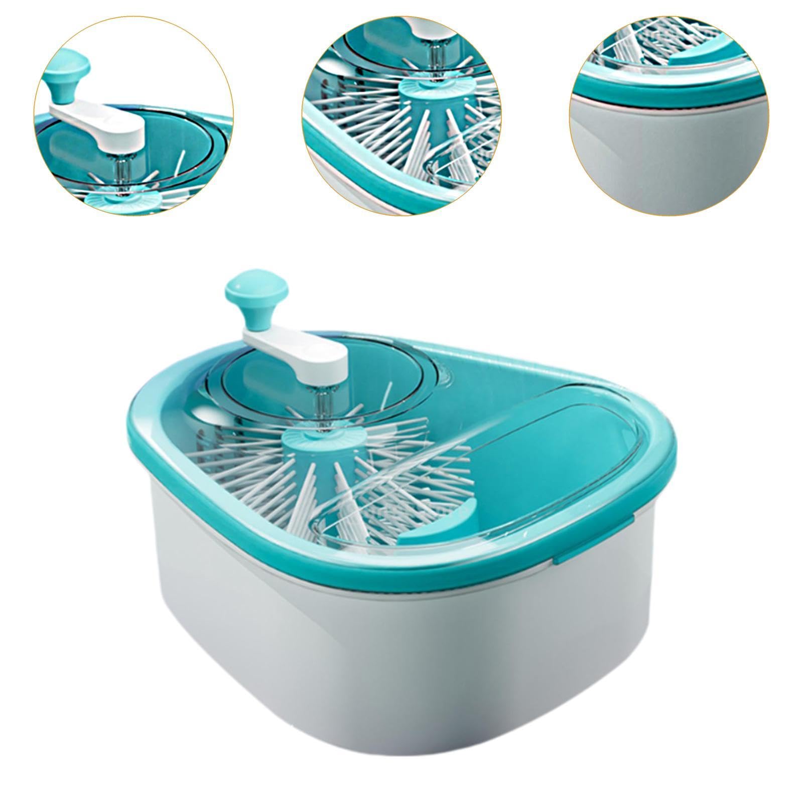 LOVIVER Waschkorb Frucht Waschmaschine Scrubber, Küchengeräte, groß, ohne nasse Hände, Kurbel Design Fruchtkolander multifunktional, Blau