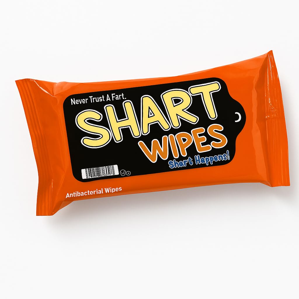 Shart Wipes - Hilarious Gag Gift Wet Wipes for Adults, Pocket Size Travel Wet Wipes, Funny Novelty Stocking Stuffer Made in USA