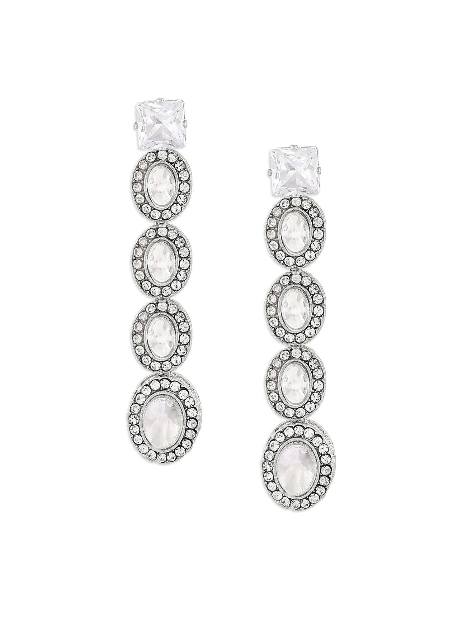 Zaveri Pearls Silver Tone Artificial Stones Contemporary Style Drop Earring For Women-ZPFK16647 (B0CKL9WFJK) Amazon Price History, Amazon Price Tracker