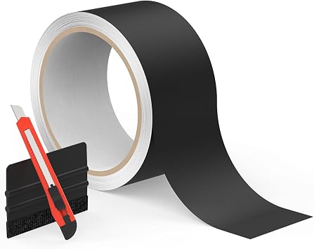 5cm x 9m Matte Black Vinyl Wrap Chrome Delete Kit with Tools