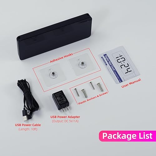 Miniatura 7 de Reloj de Pared Digital LED con Pantalla Grande, Dígitos Grandes, Brillo Automático, Formato 12/24 Horas, Reloj de Pared Eléctrico Moderno Pequeño