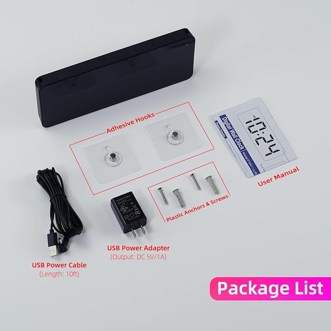 Reloj de Pared LED Digital 8.7 pulgadas Blanco Moderno Silencioso miniatura 7