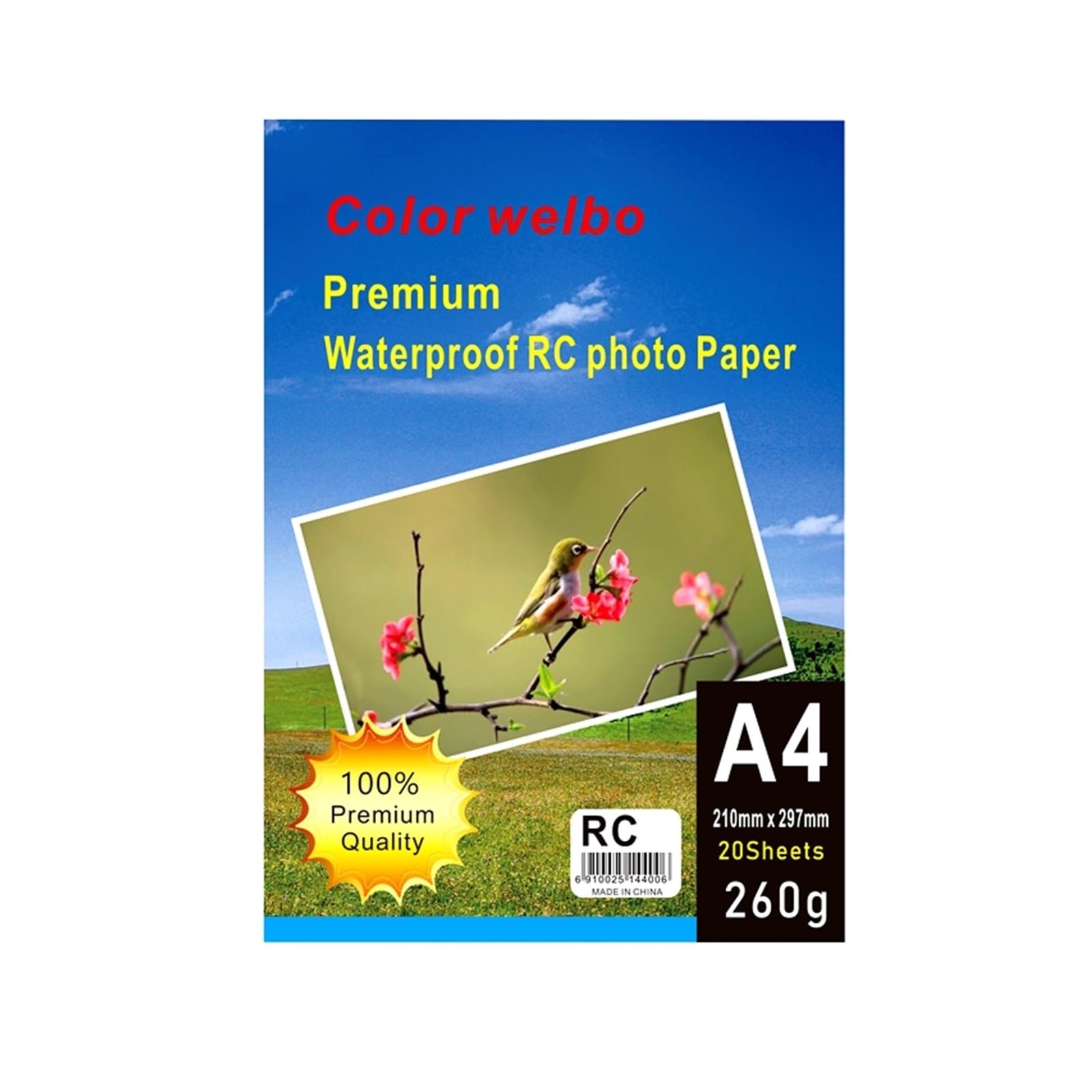DAVBIR Sezon szkolny Biuro Impreza rodzinna 260g 20 arkuszy formatu A4 Zamszowa drukarka atramentowa o wysokim połysku Papier fotograficzny do obrazów cyfrowych perfection (Color : White)