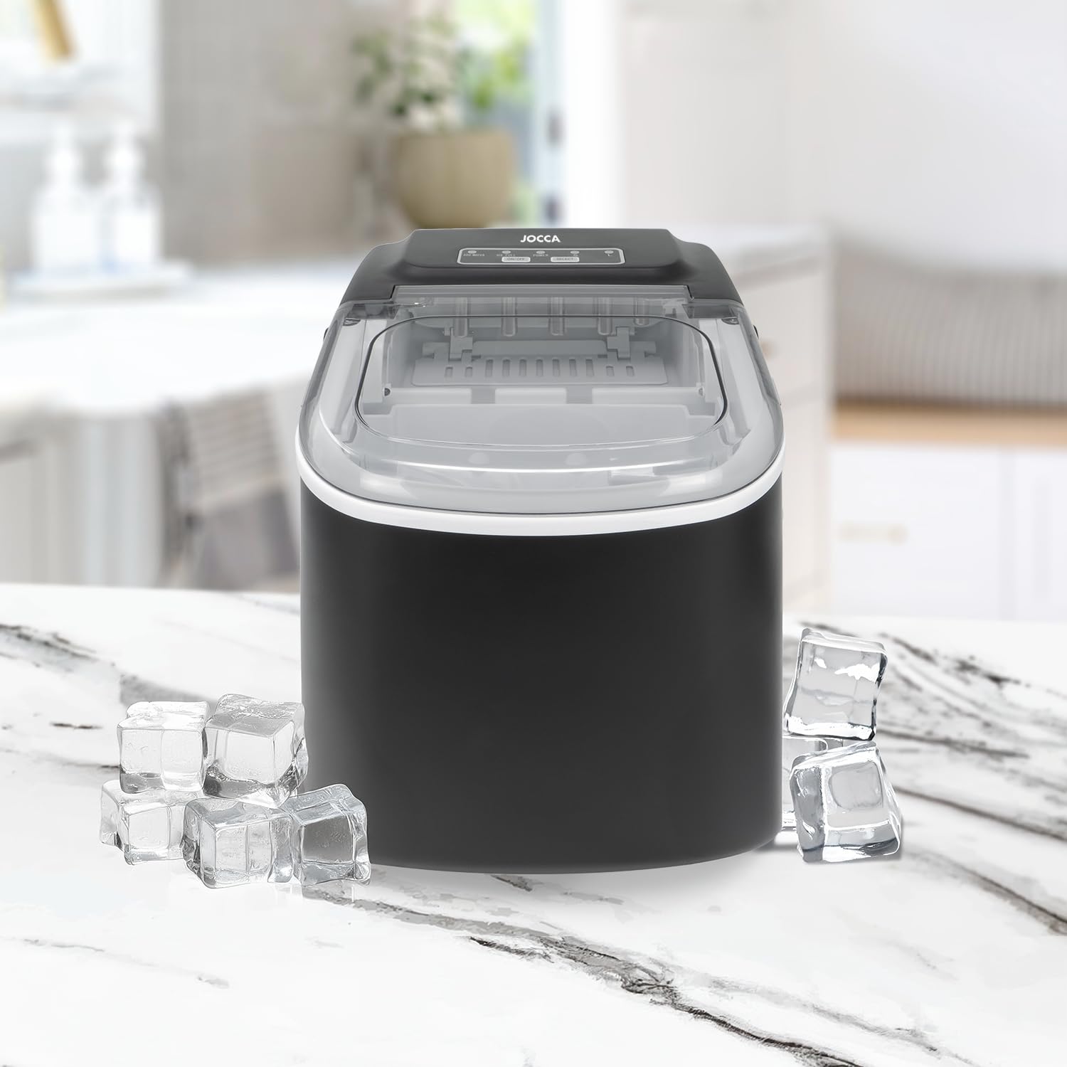 Jocca - Macchina per il ghiaccio domestica con capacità di 12 kg in 24 ore | Sistema autopulente | 2 dimensioni di cubi | Macchina per il ghiaccio portatile a casa