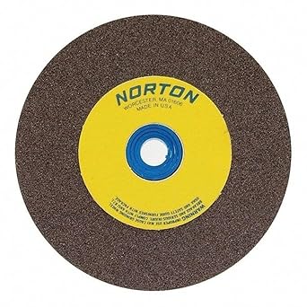 Norton Bench and Pedestal Abrasive Wheel, Type 01 Straight, Aluminum Oxide, 1" Arbor, 8" Diameter, 1" Thickness, Fine Grit Pack of 1