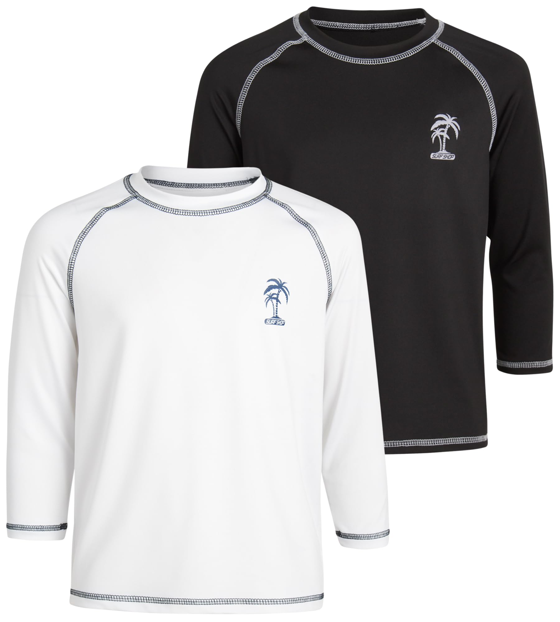 iXtreme Boys Swim Shirt - 2 Pack Rashguard UPF 50+ Quick Dry Rash Guard Short Sleeve for Infant Toddler & Big Boys (12M-18)