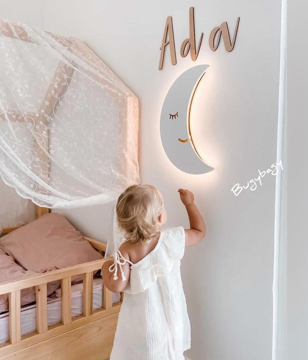 White Cloud & Moon and Elephant Wall Light Set – LED Nursery Night Lights for Baby & Kids Room – Balloon & Elephant Lamps + 112 Star Stickers & Adhesive Mini Clouds – Soft Warm Light