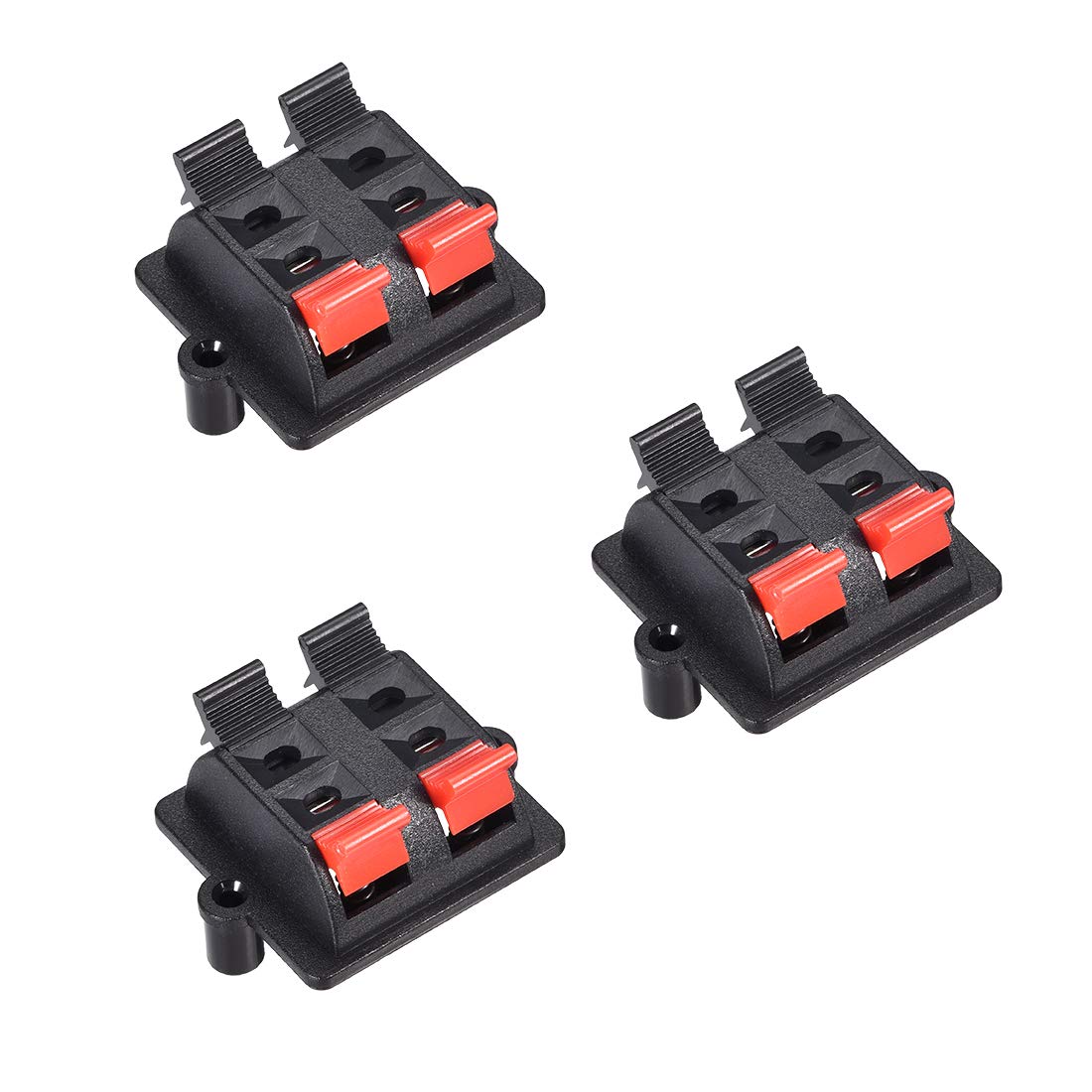 uxcell 2 Row 4 Way Spring Speaker Terminal Clip Push Release Connector Cable Terminals Strip Block WP4-03 3Pcs