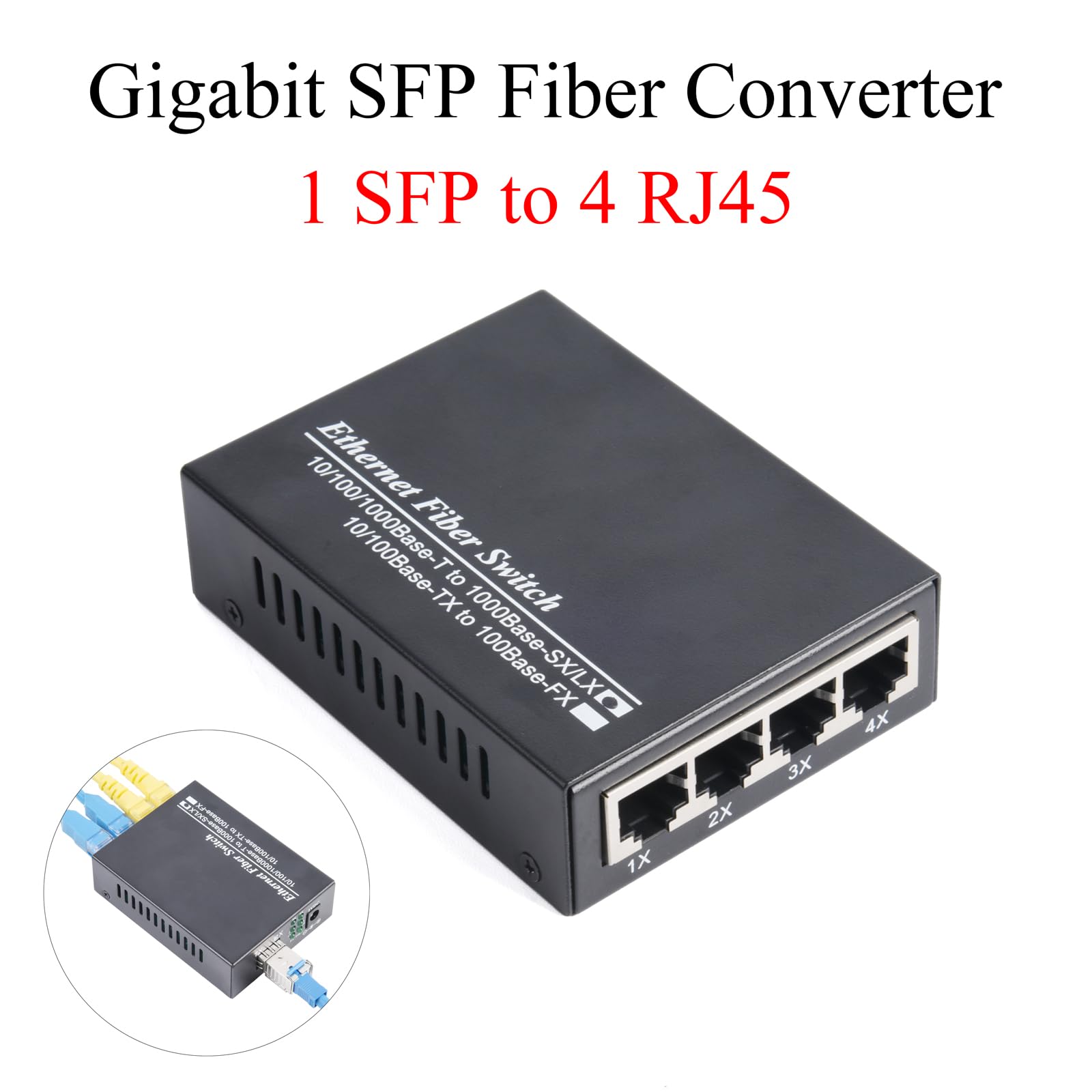 2 Stück Gigabit Ethernet LWL Medienkonverter Glasfaser 10/100/1000 Mbps inklusive SFP und RJ45 Single-Mode Dual SC Faser, 1310nm / 1550nm,3KM