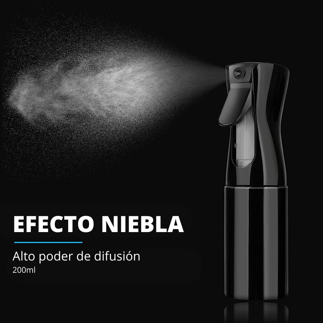 Pulverizador agua 200ml Niebla fina [2 unidades] Spray peluquería, hogar, limpieza, plantas y mascotas. Alta duración y difusión.… (Blanco y negro)