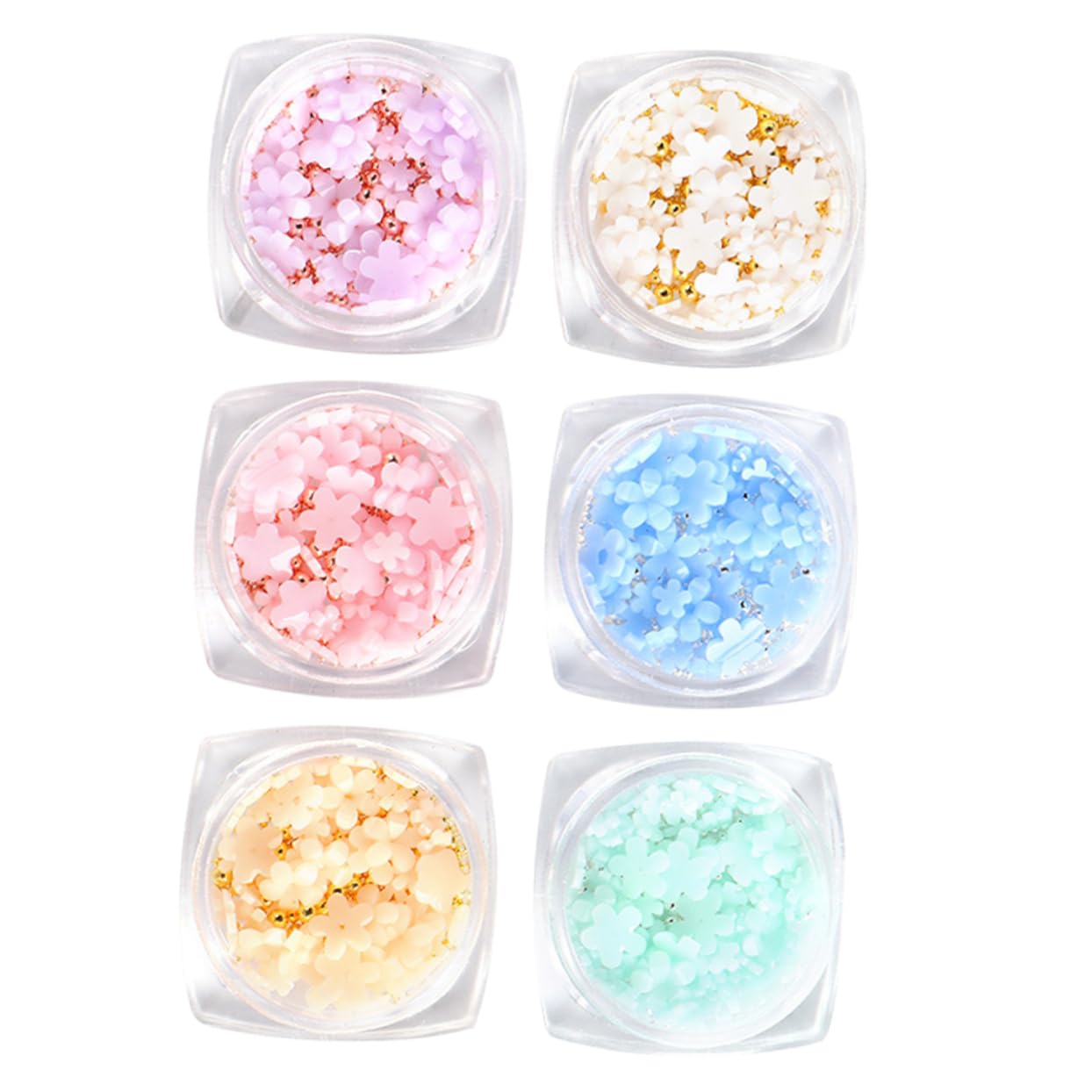 4 Set Ciondoli Per Unghie Resina Decorazioni Per Nail Art Fiori Colorati Per Manicure Per Domestico 6 Scatole*4