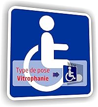 SC ® - Sticker/Autocollant - Handicap - Type de Pose Vitrophanie (Pose sur vitre à l'intérieur pour Une visibilité extérieure) - Fabrication Française (Largeur 10 cm/Hauteur 10 cm)