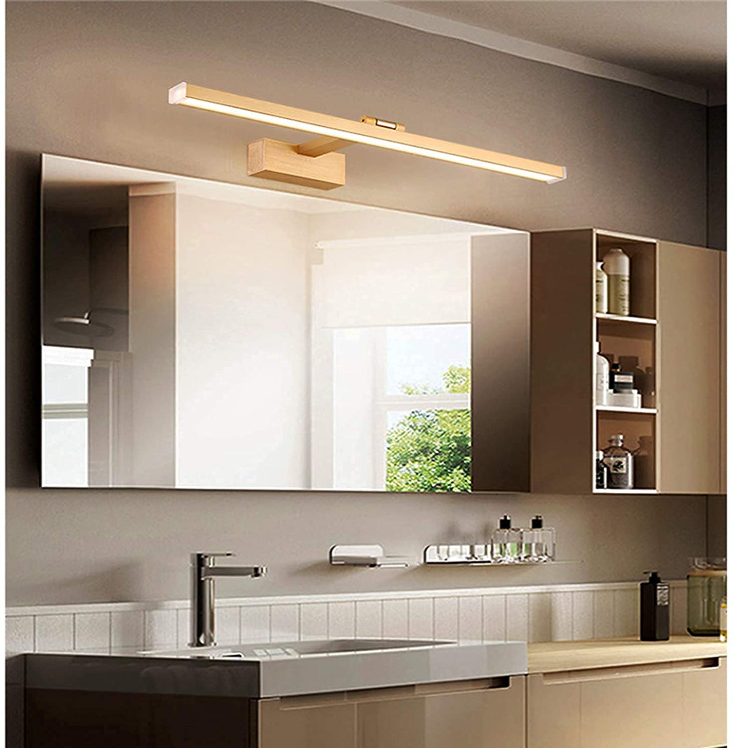 Lámpara de Espejo de baño Regulable con 3000 Luces LED para Armario, lámpara de Pared para Inodoro, Resistente al Agua, de Acero Inoxidable, luz Frontal para es(Plata 60cm)