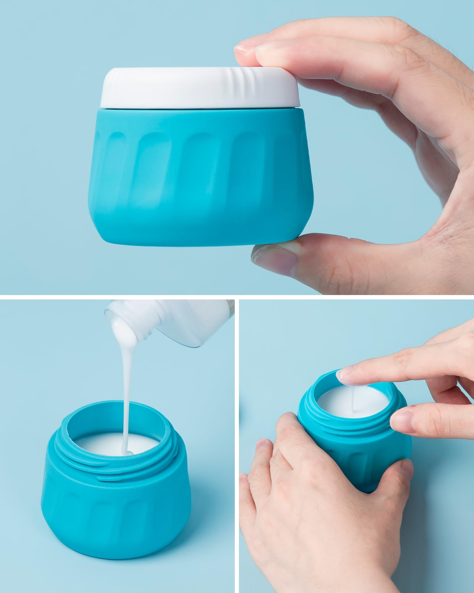 Gemice Reiseflaschen für Toilettenartikel, Reisegröße, Reisegröße, Reisegröße, 90 ml Behälter, Reiseutensilien mit transparenter Tasche, auslaufsichere Silikon-Cremegläser