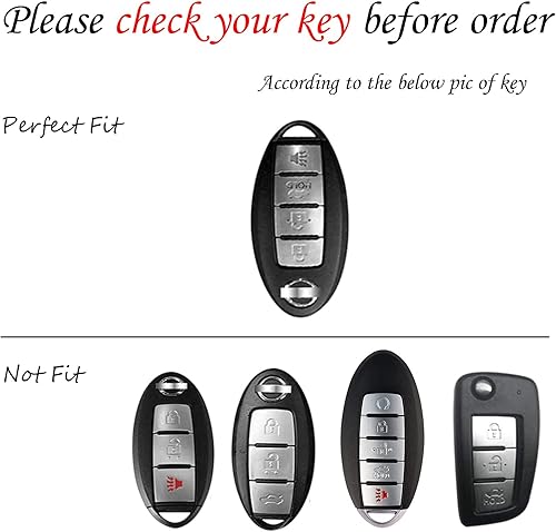 Miniatura 2 de Funda para llavero Nissan con 4 botones de protección de poliuretano termoplástico (TPU) con llavero dorado de moda, compatible con Nissan Altima