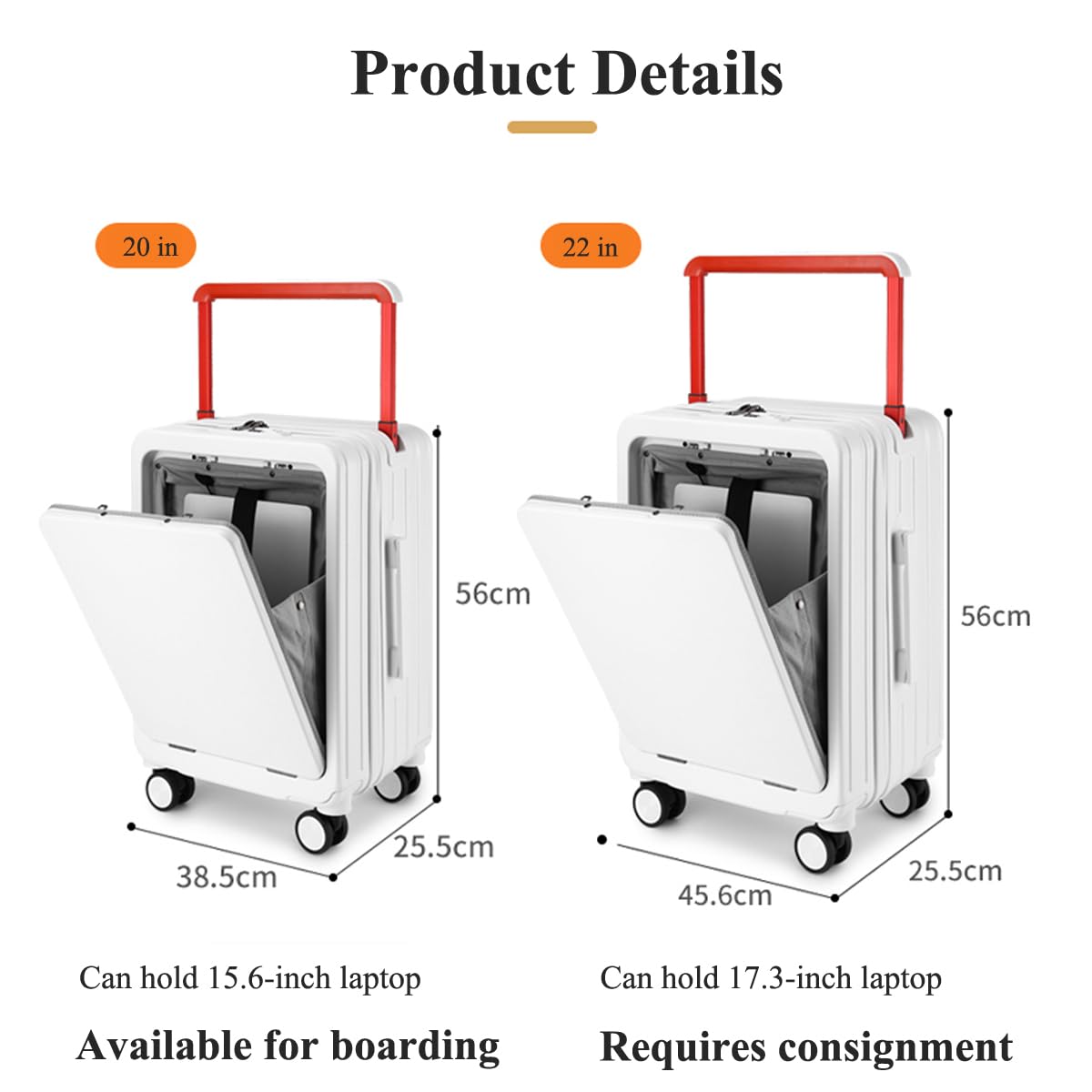 Walizka podręczna 50,8 cm, lekka z cichymi kółkami, szeroka walizka na kółkach z interfejsem USB, haczyk, rozszerzalna walizka podręczna, walizka na kółkach dla mężczyzn i kobiet, NIEBIESKI