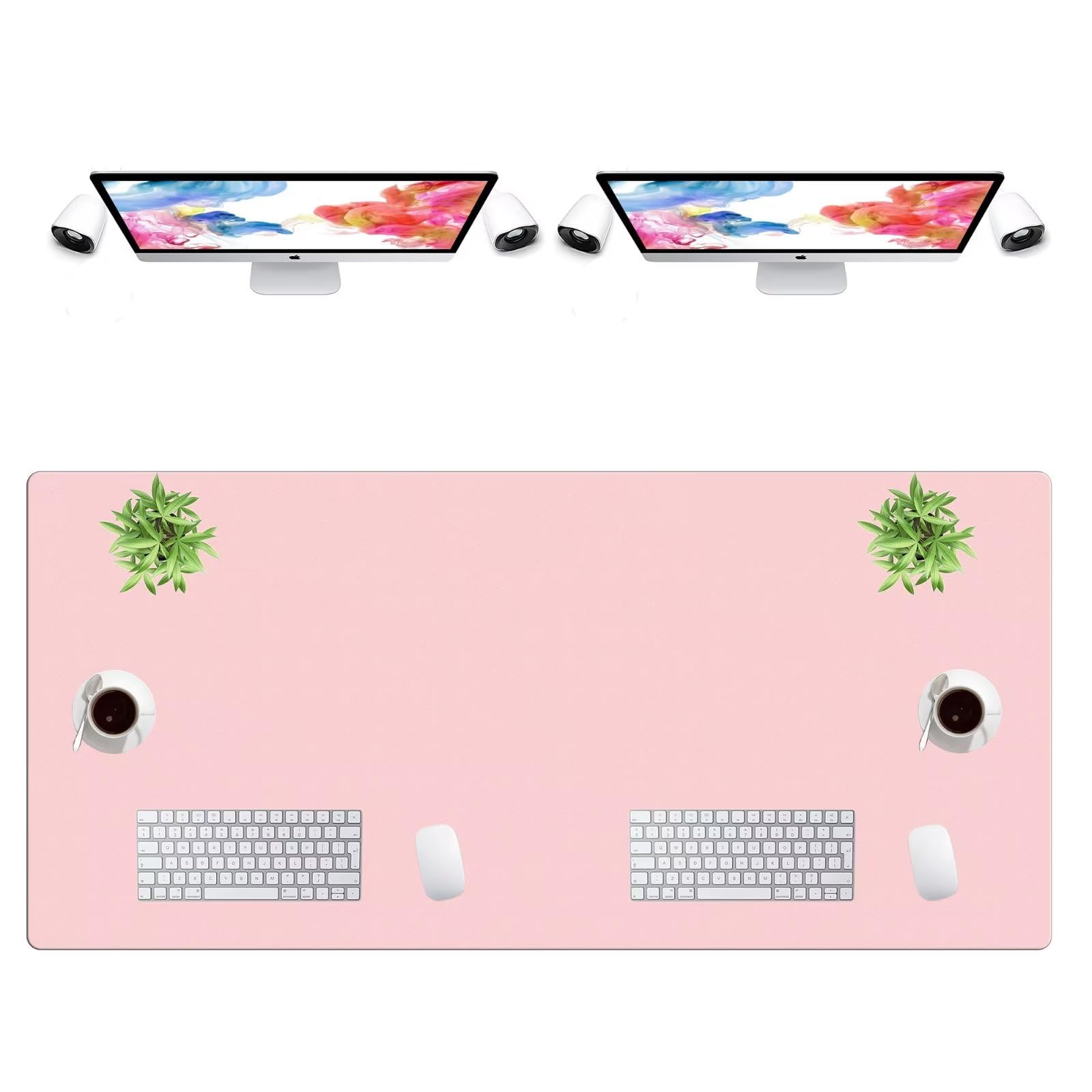LL-COEUR Extra Large PU Leather Desk Mat Large Mouse Pad XXL Waterproof Table Mat Office Laptop Writing Pad (59.1 x 27.6 inch, Pink) — image 1