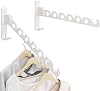 Wall Mounted Clothes Drying Rack, Wall Clothes Hanger Foldable, Laundry Hanger Hook for Bathroom, Wall Clothes Rack Indoor, Perfect for Small Spaces, White