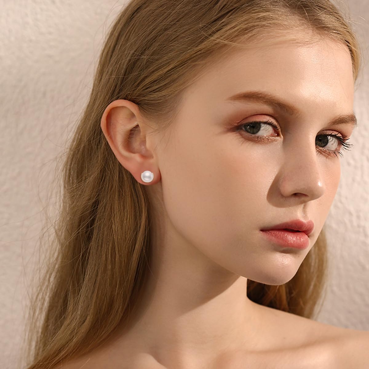 14K Real Gold Pearl Earrings for Women with CZ Diamond 8mm Freshwater Cultured Pearls Stud Earrings Anniversary Jewelry Birthday Chrsitmas Gifts for Her Mom Mother Wife Sister - Image 4