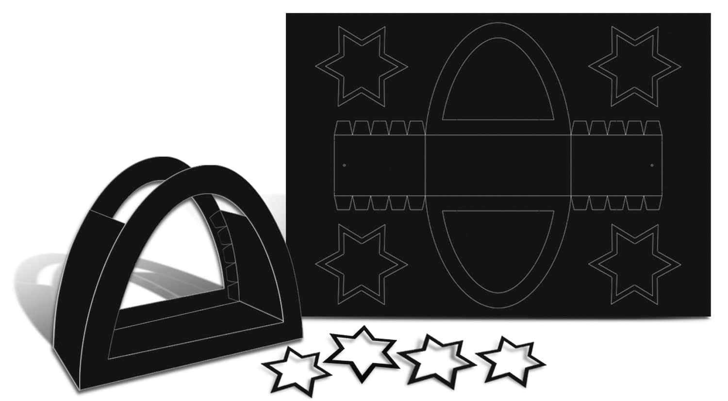 Ursus 2350090 Lot de 25 lanternes en Carton Photo 300 g/m² 47 x 54 cm avec 100 étoiles Diamètre env. 15,2 cm, Noir