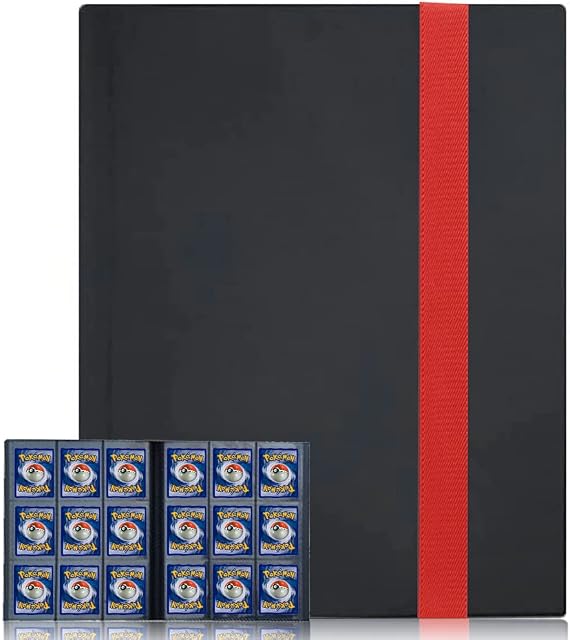 Trading Card Binder, JARAGAR 9 Pocket Fit 540 Cards with Elastic Strap, Trading Card Storage Albums Football Cards Holder Book 30 Page