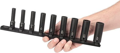 Miniatura 7 de TEKTON Juego de llaves de impacto de 12 puntos con riel, 9 piezas (516-34 pulgadas)  SID91108