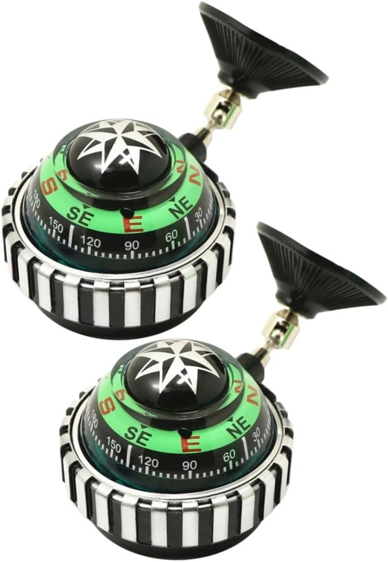 2pcs Adjustable Dash Mount Compass Ball with Strong Suction Cup for Car Boat Truck Navigation Abs Material Directional Guide for Outdoor Use