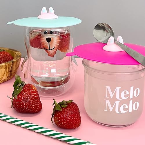 Miniatura 8 de Wrapables Tapas de silicona con orejas de animales, antipolvo, herméticas, para bebidas frías y calientes (juego de 6)