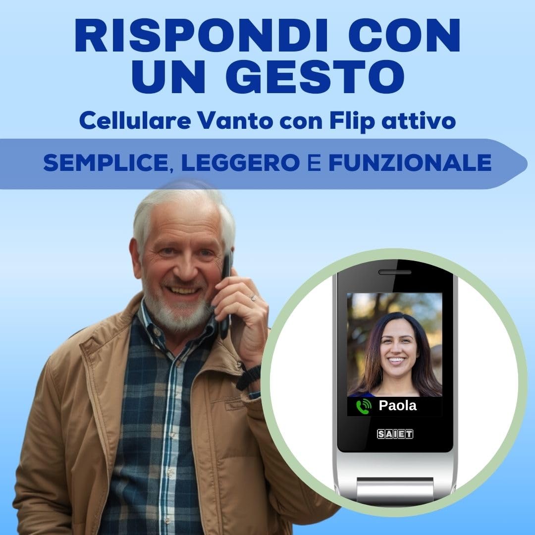 SAIET VANTO Cellulare per Anziani Facile da Usare, Display 2.4" a Colori