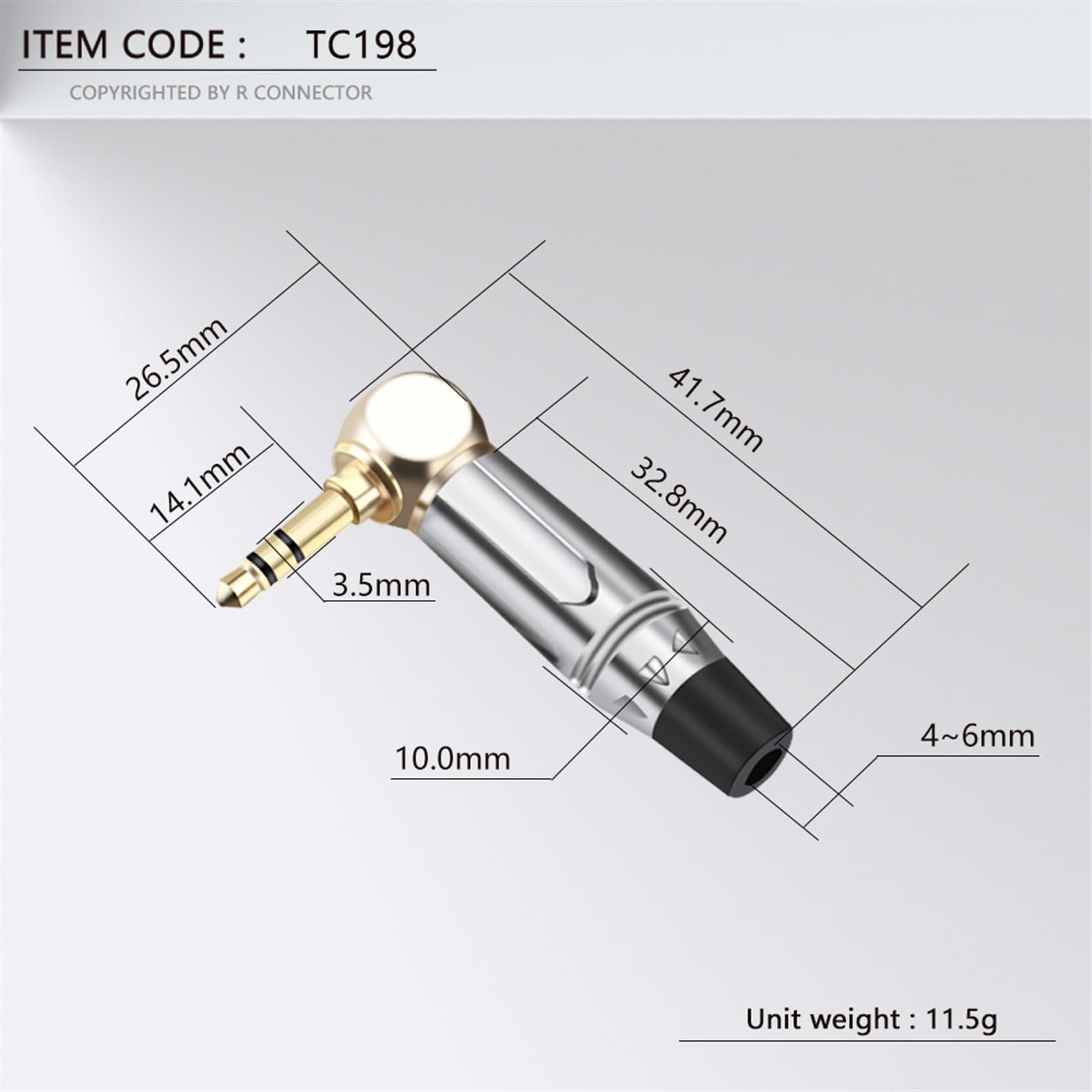 10 Uds forma de L 90 grados 3,5mm 3 polos conector macho estéreo ángulo recto conector de tubo de aleación de Zinc conector Jack de auriculares for soldar(Red Tube)