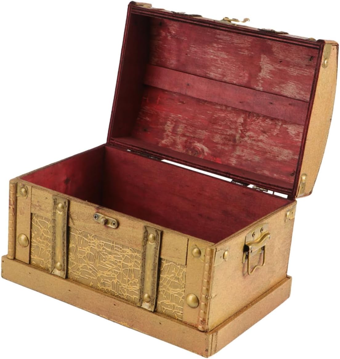 ERINGOGO 1Pc Vintage Wooden Treasure Chest Jewelry Storage Box with Lock Retro Decorative Box for Keepsakes Multi Functional Organizer for Jewelry Stationery and More
