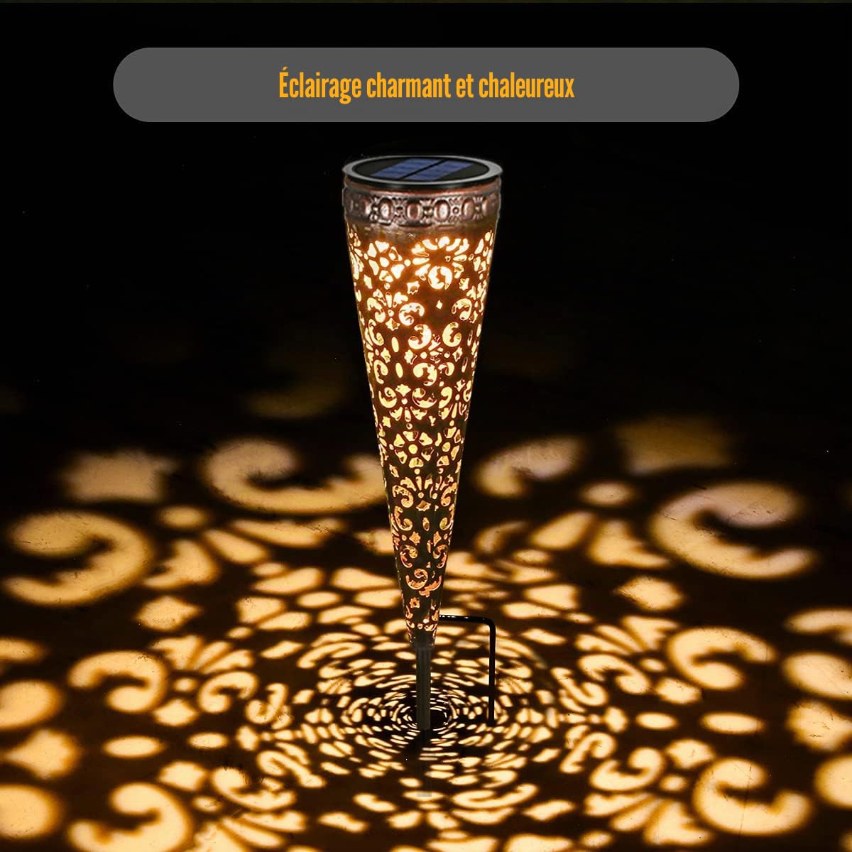 Görvitor Lot de 8 lampes solaires LED pour extérieur en métal - Étanche IP65 - Pour extérieur, jardin, jardin oriental - Pour extérieur, balcon, jardinière, chemin, cour, pelouse