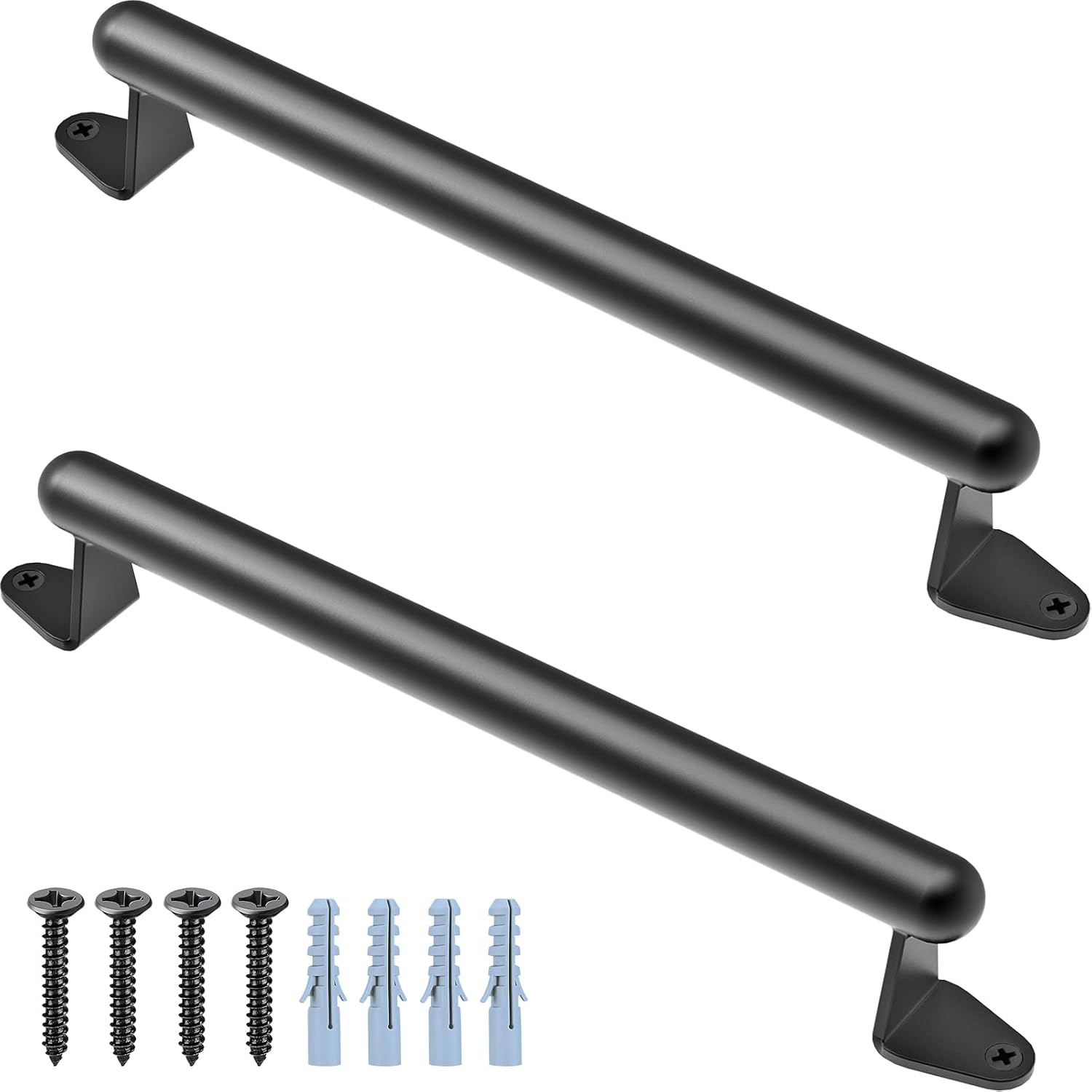 SELEWARE Barn Door Pull Handle, 17 Inch Heavy Duty Metal Gate Handle for Sliding Barn Garage Door, Indoor Outdoor Playground Stairs Safety Grab Bar, Black, 2 Pack